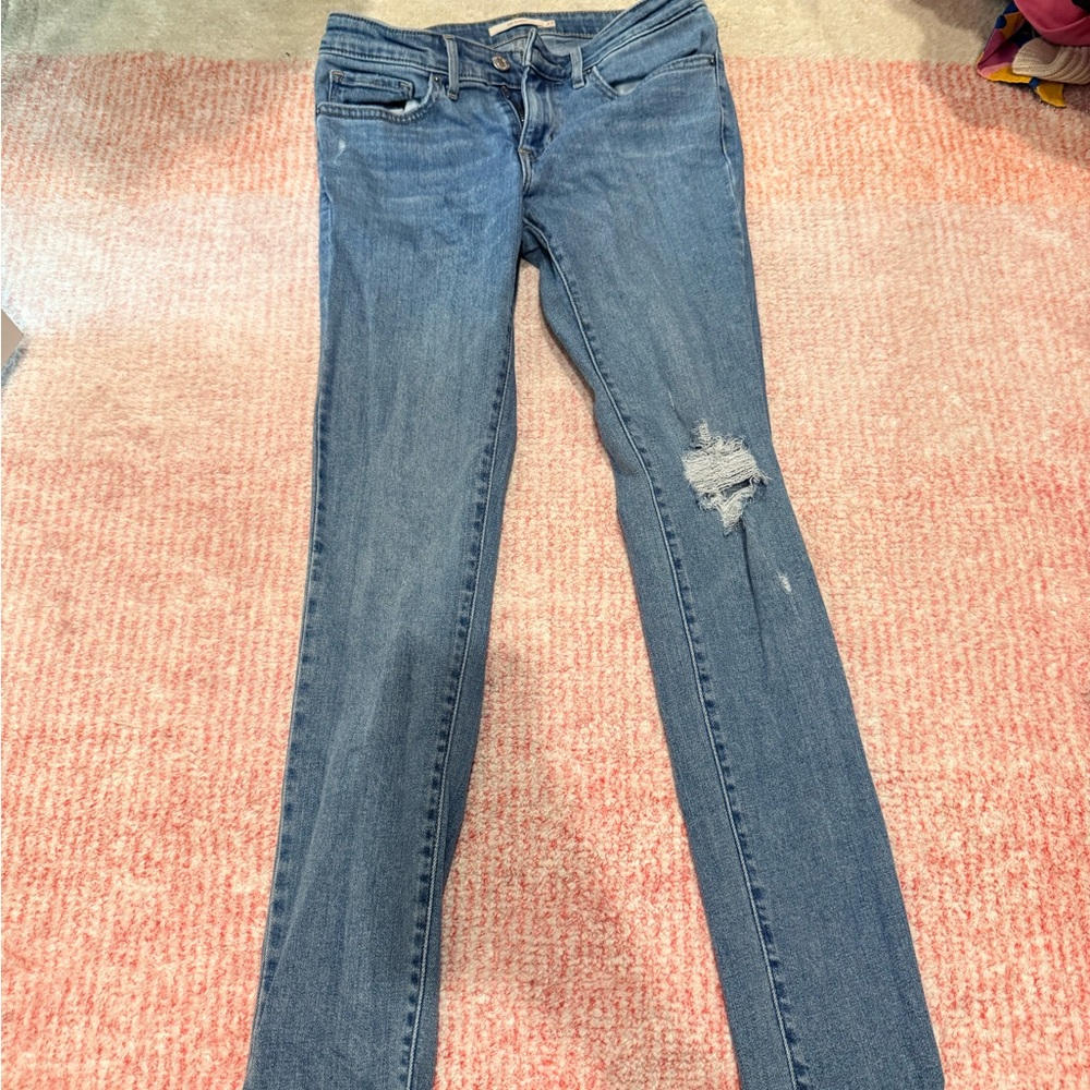 Levi's Blue Skinny Jeans with Distressed Detail